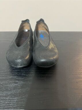 Wolky Shoes Ballet Black Shine Snake Print Leather sz 40/US 9.5-10